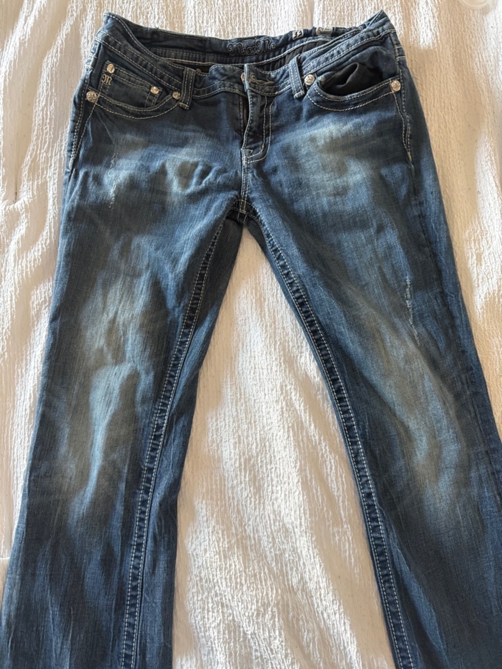 Miss Me Women's Boot Cut Jeans in Faded Blue Denim